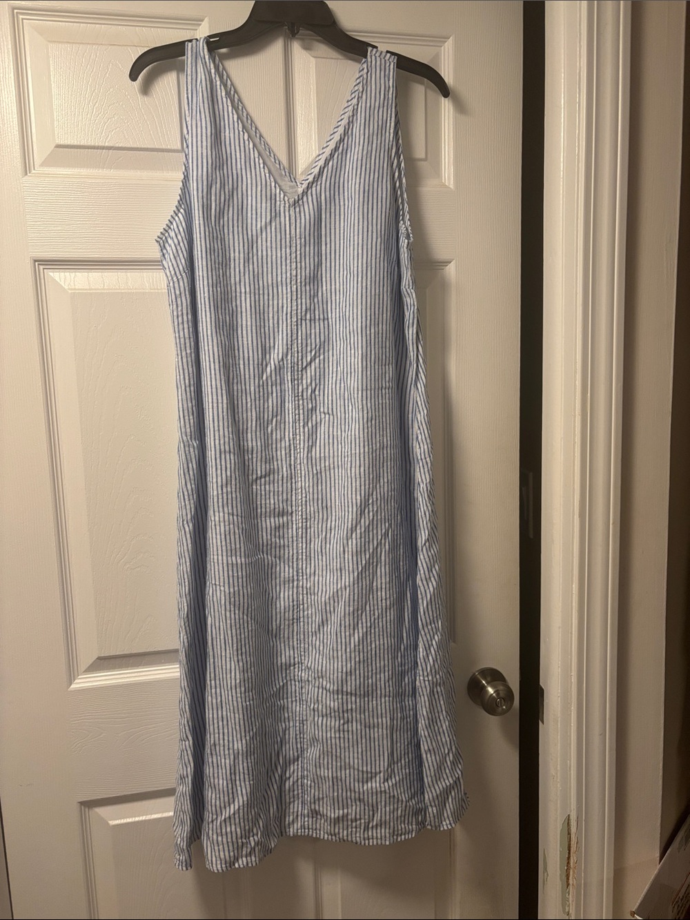 Talbots Light Blue and White Striped Maxi Dress.